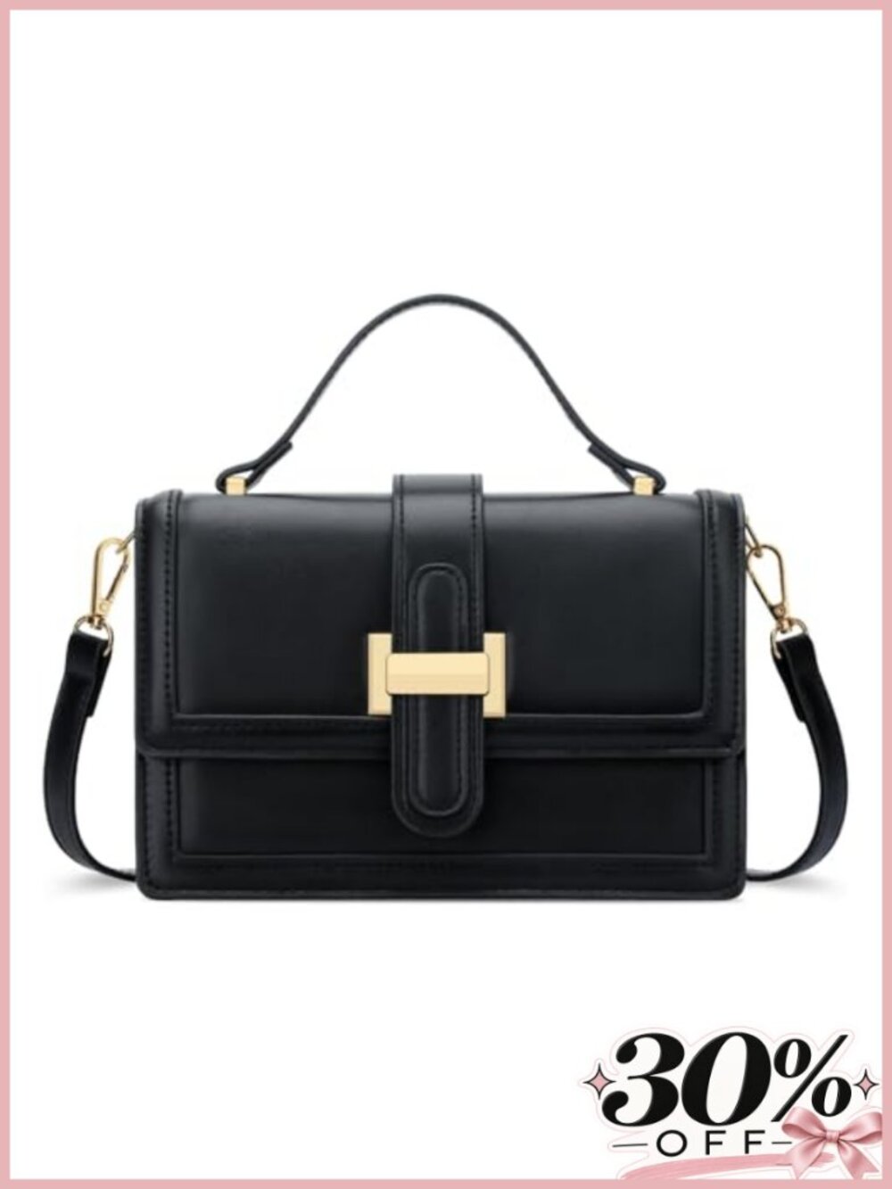 Faux Leather Crossbody Bag Top Handle Purse Small Designer Handbag